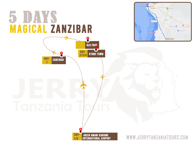 5 Days Magical Zanzibar Map